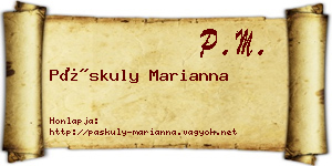 Páskuly Marianna névjegykártya